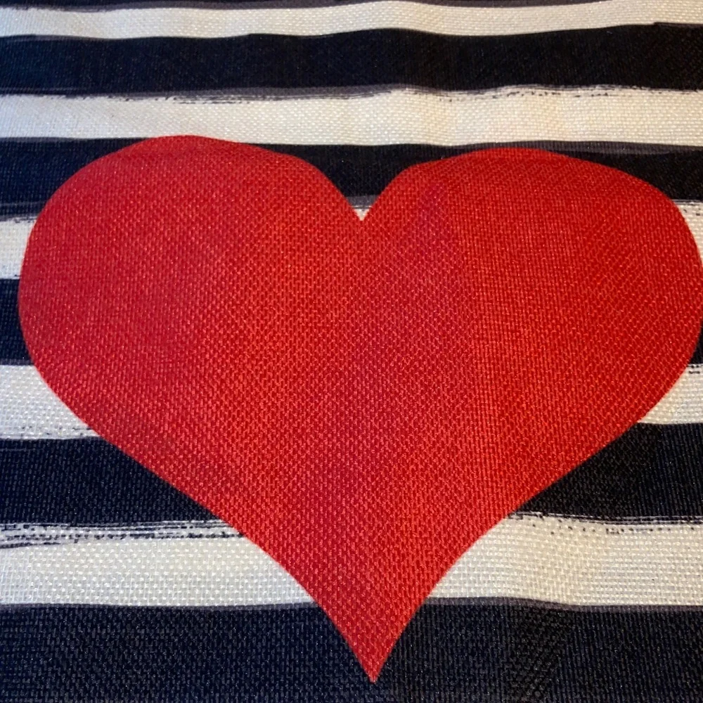 Table Runner RED HEARTS Black and White Stripes Valentines Farmhouse 108 x 13 in